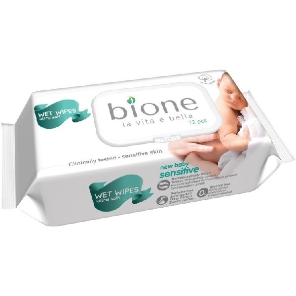 Салфетки влажные bione 72 штук