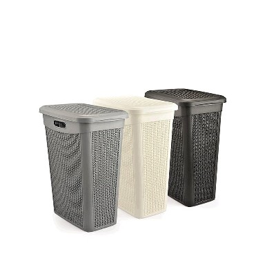 Slim laundry basket with knit design  (46 x 29 